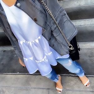 White Babydoll Satin Top